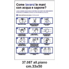 Cartello emergenza covid-19 33x50 cm come lavarsi le mani con acqua e sapone