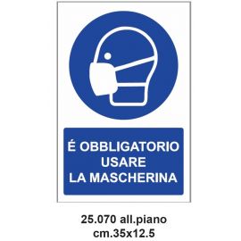 Cartello emergenza covid-19 35x12,5 cm obbligo utilizzo mascherina