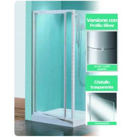 Porta doccia girevole tris g90 cristallo trasparente profilo silver