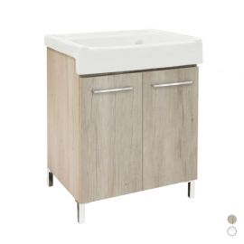 Mobile lavatoio con lavabo in ceramica 2 ante olmo montano - lxp 60x50 cm