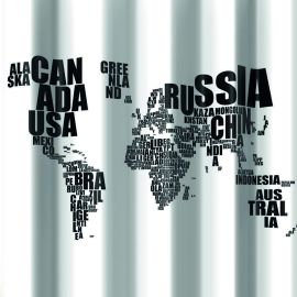Tenda per doccia 2 lati in tessuto cm.180x200 mondo bianco nero