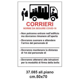 Cartello emergenza covid-19 33x50 cm norme per i corrieri