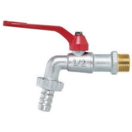 Rubinetto a sfera con portagomma e leva rossa 3/4" dn 12 pn 15