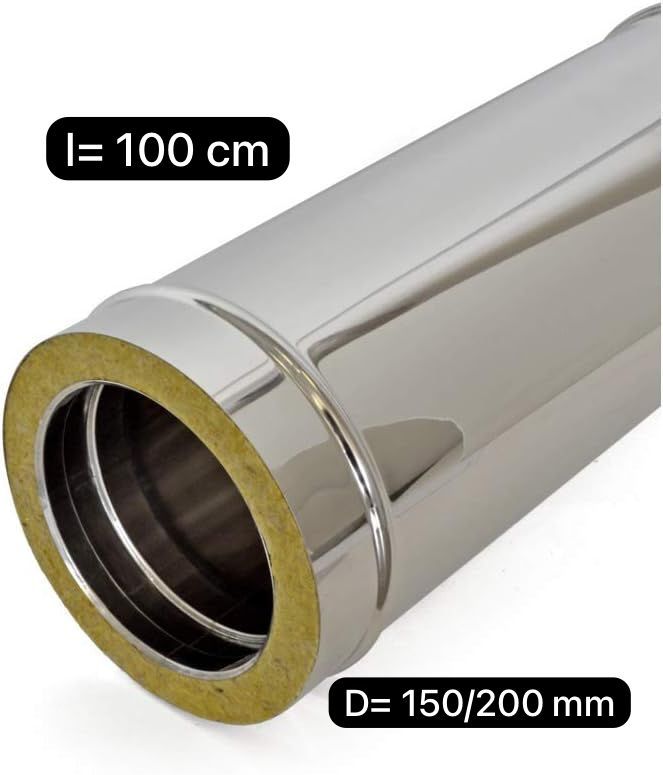 Tubo coibentato per canna fumaria cm 100 d 150/200 mm sp 0,5 mm