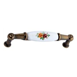 Maniglia per mobili in ceramica m01 interasse 96 mm - avorio decoro 01
