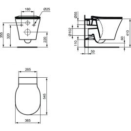 Vaso wc sospeso - connect air  ideal standard - aquablade sedile slim