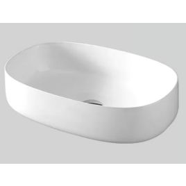 Lavabo appoggio 55x35 cm finitura bianco opaco senza piletta e senza mix lavabo