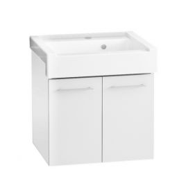 Mobile lavatoio sospeso con lavabo in ceramica 2 ante bianco - lxp 60x50 cm