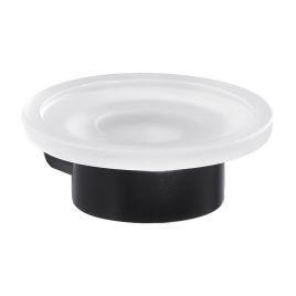 Portasapone pirenei nero matt - contenitore in vetro satinato - 10,8×11,1×4,2
