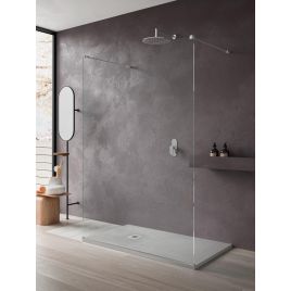 Piatto doccia in marmoresina grigio chiaro aquarock 80x160 con griglia acciaio