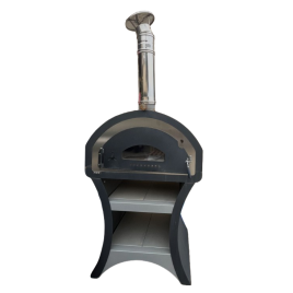 Forno a legna da esterno mod naxos nero/argento per pizza da giardino
