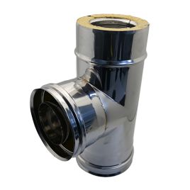Tee in acciaio inox 316l a 90° doppia parete d. int. 250 - d. est. 300