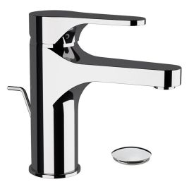 Omega miscelatore monocomando per lavabo con scarico cromo.
