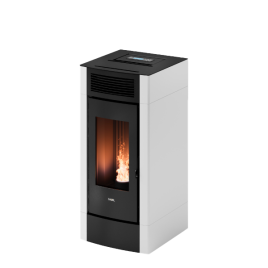 Stufa a pellet cristal 9 air bianco per riscaldamento ad aria e design