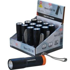 Torcia led nero led 1 expo luce quadra watt 3 3xmini stilo aaa inclusa cf=pz 12