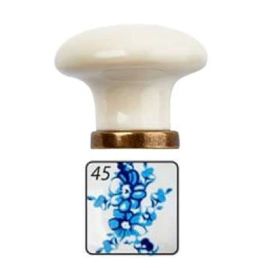 Pomolo per mobili in ceramica p02 24x34 mm - bianco decoro 45