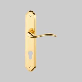 Maniglia minorca con placca foro yale oro lucido
