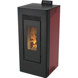Stufa a pellet canalizzata clever 11,61 kw - bordeaux