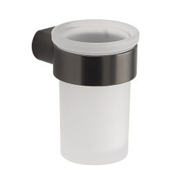 Portaspazzolini pirenei nero matt contenitore in vetro satinato - 6,9×9,2×10,4