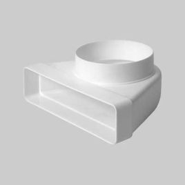 Curva con riduzione da tubo tondo a rettangolare da diametro 100 mm a mm 110x55