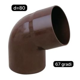 Curva in p.v.c per tubo pluviale testa di moro Ø80  67°