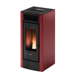 Stufa a pellet cristal 9 air rosso per riscaldamento ad aria e design