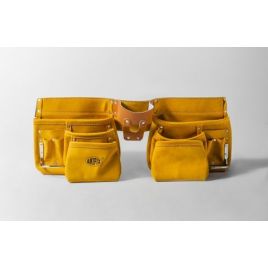 Cinturone da posatore professionale in pelle scamosciato con 12 comparti