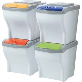 Set pattumiera per la raccolta differenziata poker conf. 4 pezzi - cm 28x40x31h