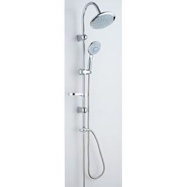 Saliscendi soffione + doccetta 5 getti edera effe acciaio inox tubo mm 22 + flex cm 150 + d.mm 82