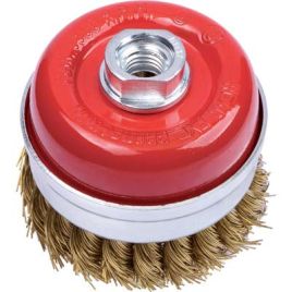 Spazzola acciaio ritorto a tazza + filetto pg 485.70 mm 65 f.m14