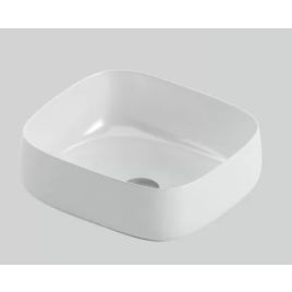 Lavabo appoggio in ceramica bianco lucido cognac quadro con dimensioni 46 x 41