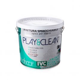 Idropittura murale colore bianco opaco lavabile da interno ivc play&clean 4 lt