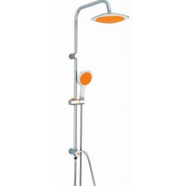 Doccia mix flower arancio saliscendi cromato Ø20 doccetta Ø12 110cm