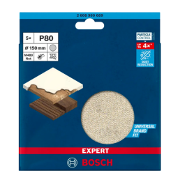 Abrasivo a rete bosch expert m480 150mm grana 80 5 pezzi antipolvere