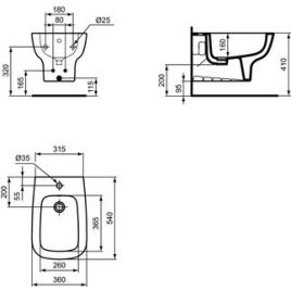 Bidet - esedra ideal standard - sospeso con set fissaggio
