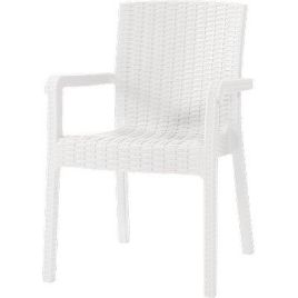 Sedia rattan kreta + braccioli domus pp bianco cm 58x75 h.cm 85