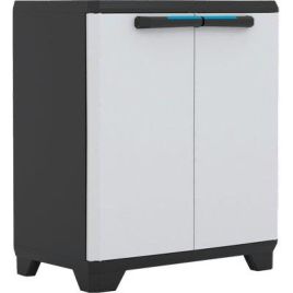 Armadio basso 1 ripiano linear keter ppl grigio nero 2 ante cm 68x39 h.cm 90