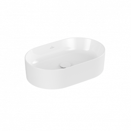 Lavabo collaro da appoggio 560 x 360 x 145 mm, Bianco Alpin CeramicPlus, senza troppopieno
