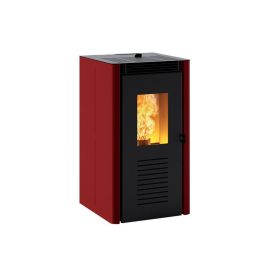 Stufa a pellet rossa ad aria calda ventilata nodo 5 kw
