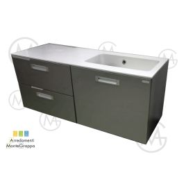 Composizione lavanderia lavella dipiù l.120 grigio lava con top unico bianco