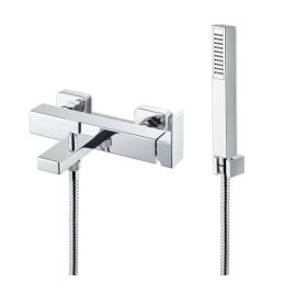 Gruppo vasca esterno completo di flessibile e doccetta esterna in ottone cromo