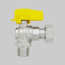 Rubinetto a squadra per gas maschio/dado girev. 1/2" x 3/4"