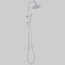 Set colonna florida tonda con miscelatore termostatico cromato