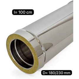 Tubo coibentato per canna fumaria cm 100 d 180/230 mm  sp 0,5 mm  acciaio 316