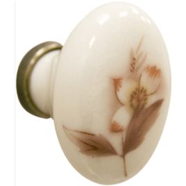 Pomolo per mobili in ceramica p02 24x34 mm - avorio decoro 02