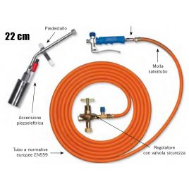 Cannello fiamma 2 ,lancia 22 cm campana 50 mm, tubo 10 mt regolatore ap