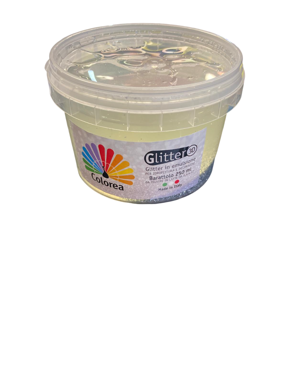 Glitter in emulsione per decorazioni argento ml 250
