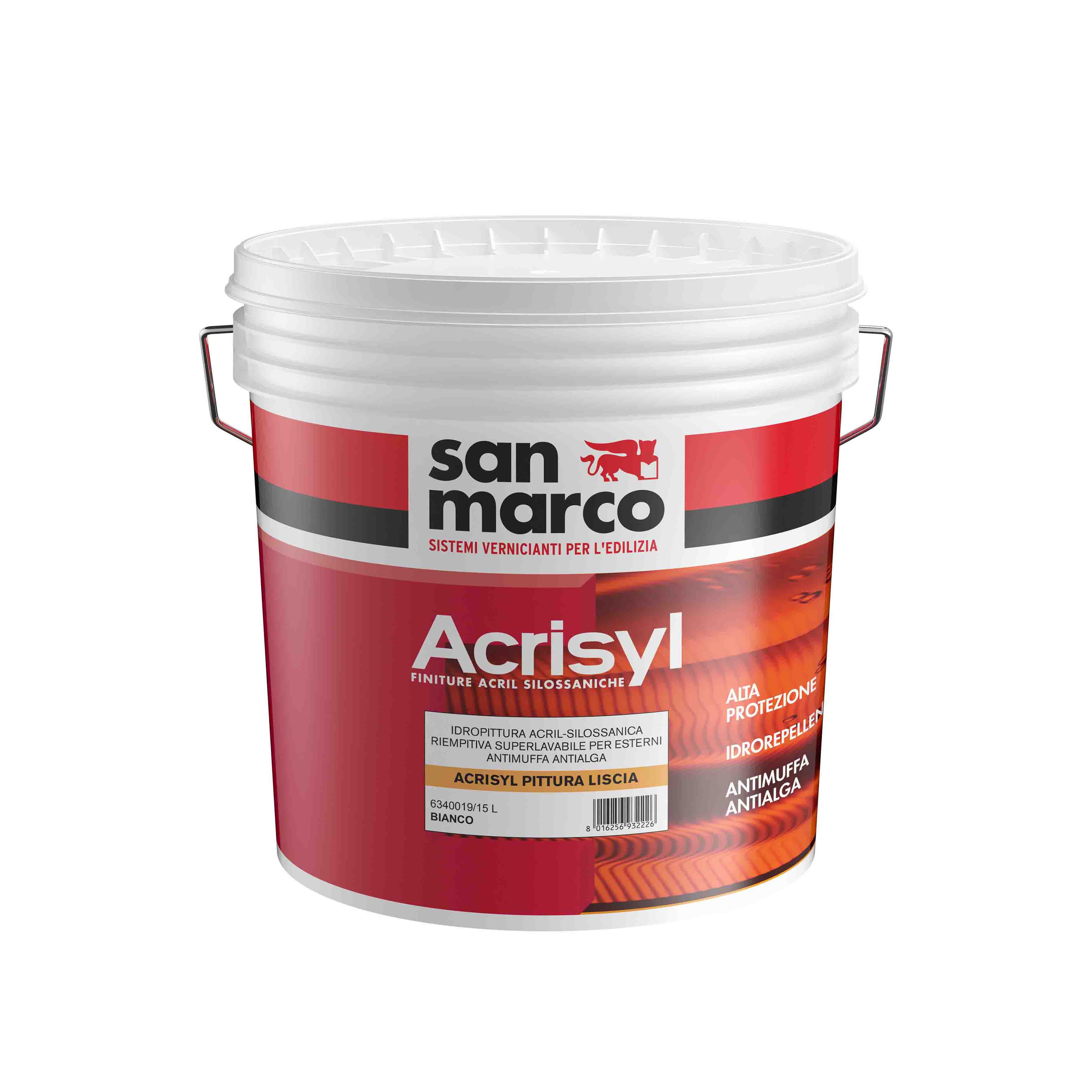 Acrisyl pittura liscia bianca opaca lt 1 superlavabile antimuffa antialga.