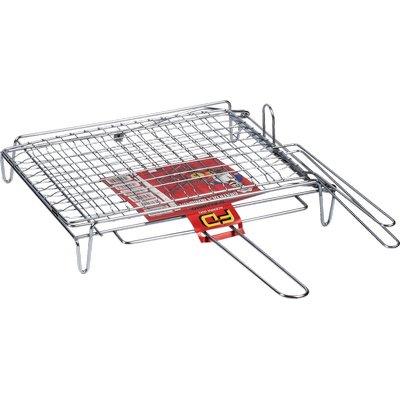 Graticola barbecue a rete doppia ribaltabile fd acciaio cromato cm 40x30