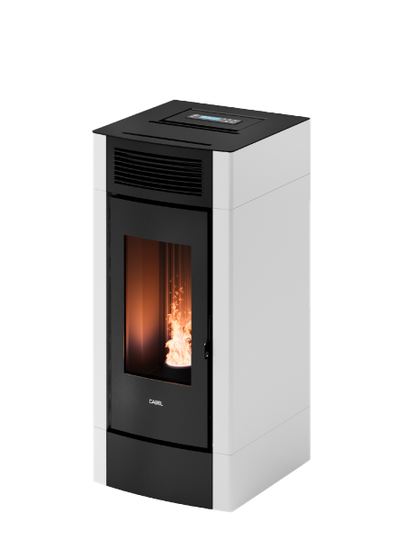 Stufa a pellet cristal 9 air bianco per riscaldamento ad aria e design
